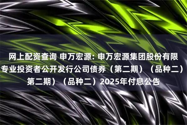 网上配资查询 申万宏源: 申万宏源集团股份有限公司2023年面向专业投资者公开发行公司债券（第二期）（品种二）2025年付息公告