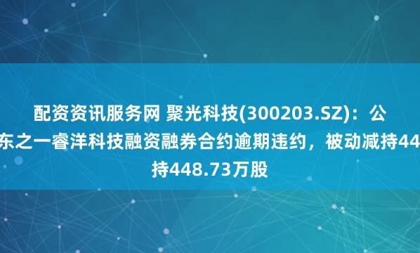 配资资讯服务网 聚光科技(300203.SZ)：公司控股股东之一睿洋科技融资融券合约逾期违约，被动减持448.73万股